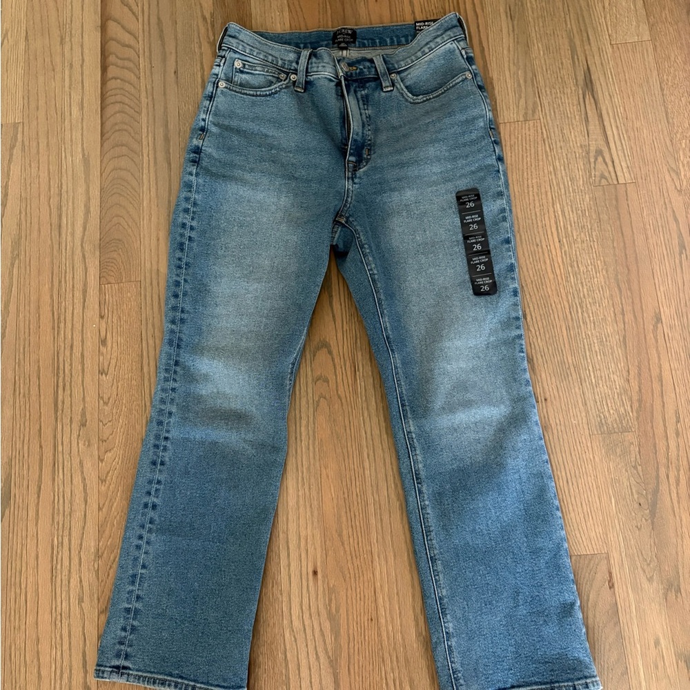 NWT J.Crew Light Blue Mid Rise Flare Crop Jeans All Day Stretch - Picture 4 of 9
